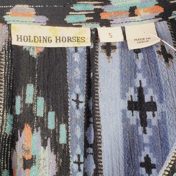 Holding Horses Winter Moon Western Aztec Print Crepe Sheer Mini Dress Sz S - Picture 8 of 12